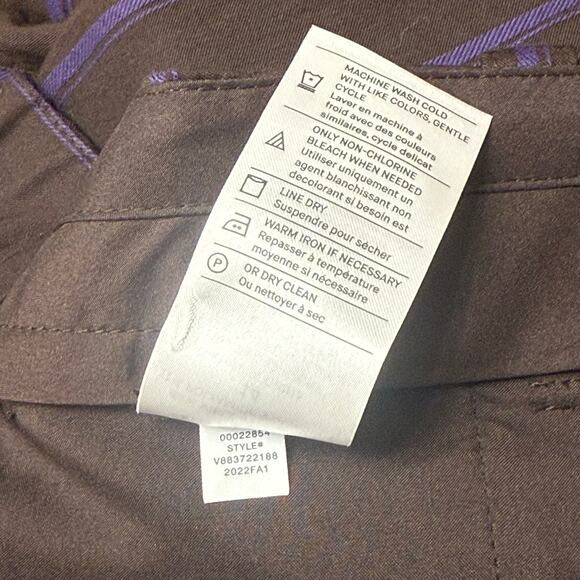 Vince Pleat-Front Wide-Leg Pants in Brown and Purple Stripes Size 14 - Picture 11 of 13